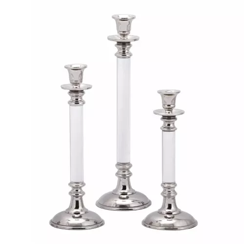 Candlestick Marsala 11x11x27cm Medium white silver