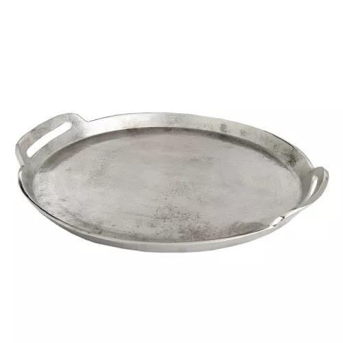 Tray 32x32x4cm Round Small unprocessed metal silver