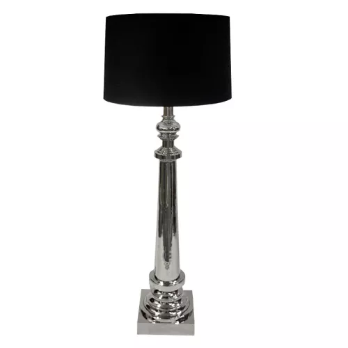 Floor lamp including black shade, silver