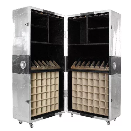 Payaa Airplane Wine Cabinet Sussex 86x80x177cm with black leather (102319)