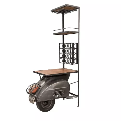 Iron & Wooden Rack Scooter 54x100x187cm wine rack