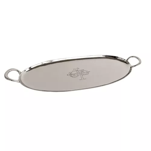 Tray 62x22x6cm Oval With Handle Silver