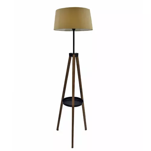 Floor lamp brown wood including lampshade