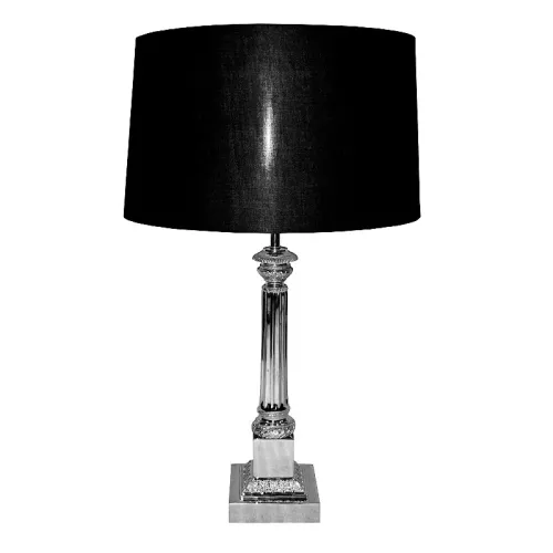 Table lamp 18x18x67cm with black shade silver classic