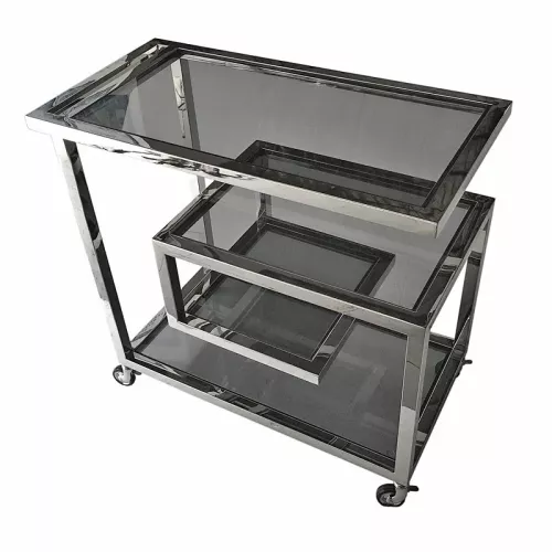 Payaa Bar Trolley Wesson 83x42x78cm silver Black Glass (110810)