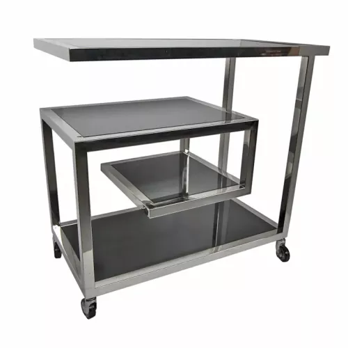 Bar Trolley Wesson 83x42x78cm silver Black Glass