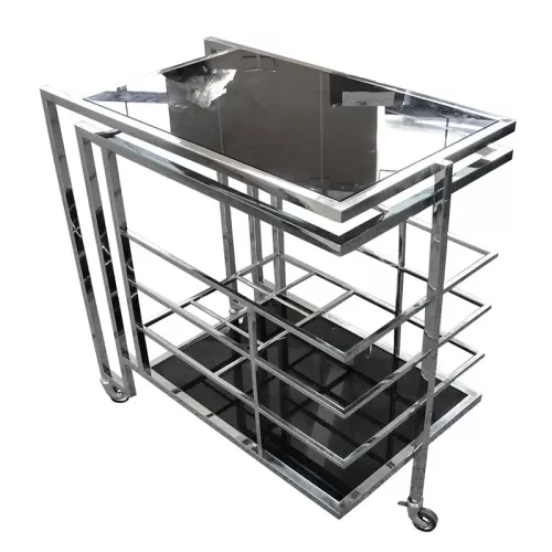 Bartrolley Darrell 77x42x78.5cm silver black glass