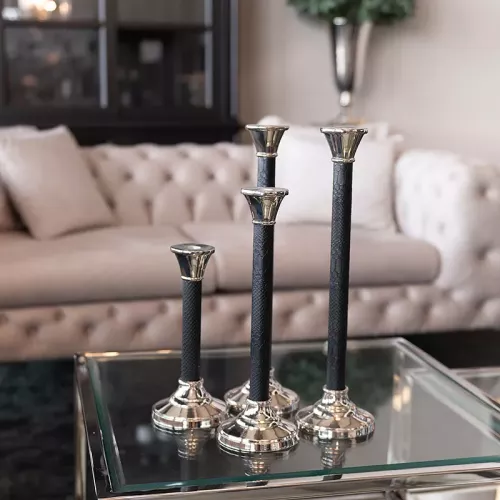 Payaa Candle holder Carlow 12x12x43cm Large silver and black (112676)