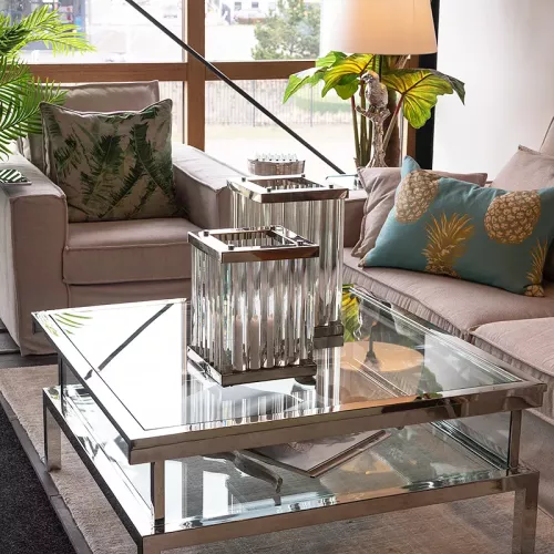 Payaa Lantern Light 25x25x40cm Art Deco Large Square Silver (107888)