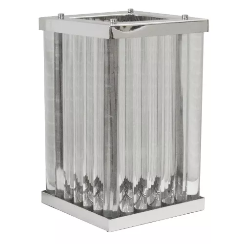 Lantern Light 25x25x40cm Art Deco Large Square Silver