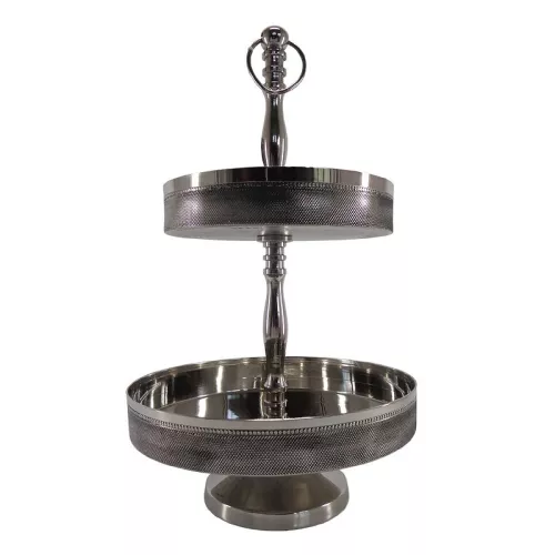 Etagere 2 layer Aurora 25x25x42cm silver