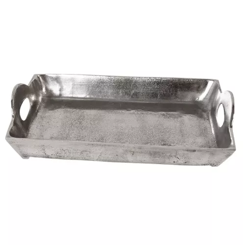Tray 40x25x9cm silver metal
