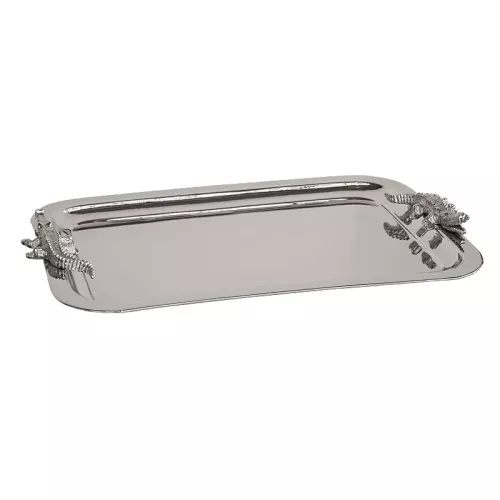 Tray 57x39x4cm Aligator handle silver