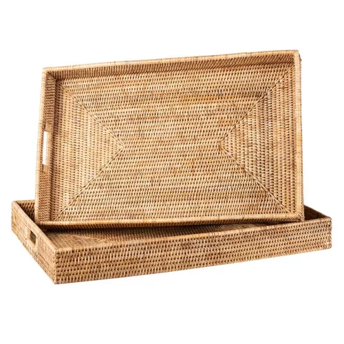 Payaa Tray Set Violet 67x64x7cm & 42x40x7cm wood (115171)
