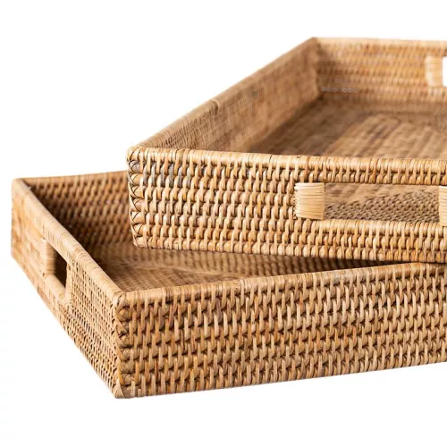 Payaa Tray Set Violet 67x64x7cm & 42x40x7cm wood (115171)