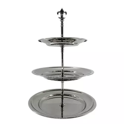 3-tier Etagere 30x30x48cm W/Lily silver