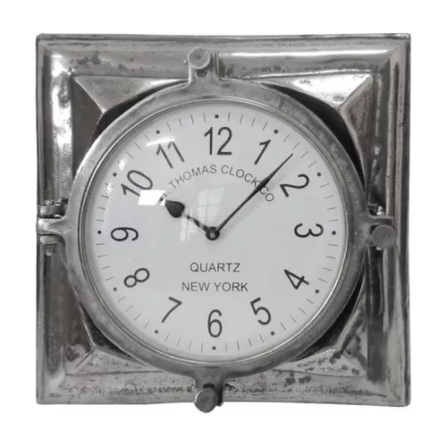 Wall clock Juniper 40x9x41cm vintage raw silver