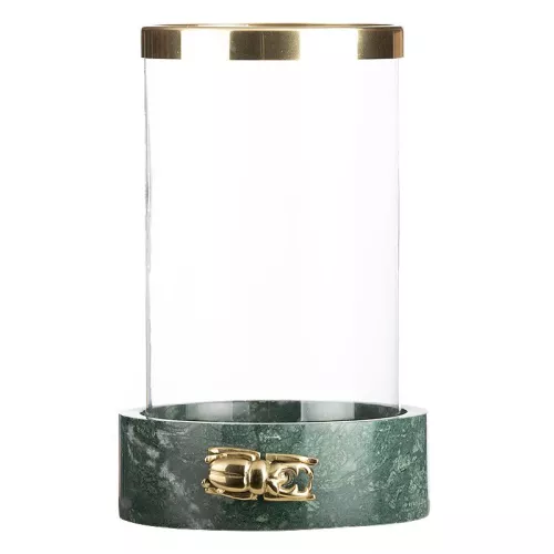 Lantern 21x21x34cm Small beetle green marble