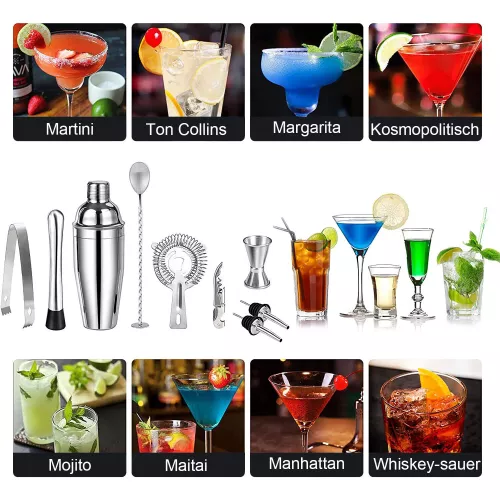 Payaa 30-delige roestvrijstalen cocktailshaker set 750ml shaker met 360° draaibare acrylbasis (8052025)